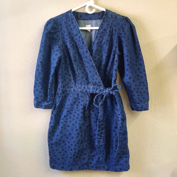 Rebecca Taylor Leopard Denim Blue dress size small - Picture 2 of 9